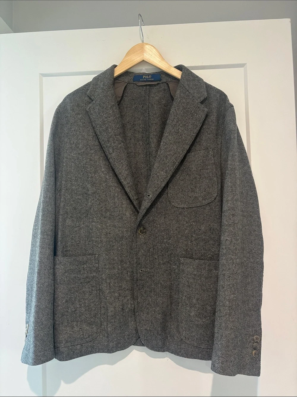Polo Ralph Lauren Tweed Herringbone Blazer Sport Coat Gray